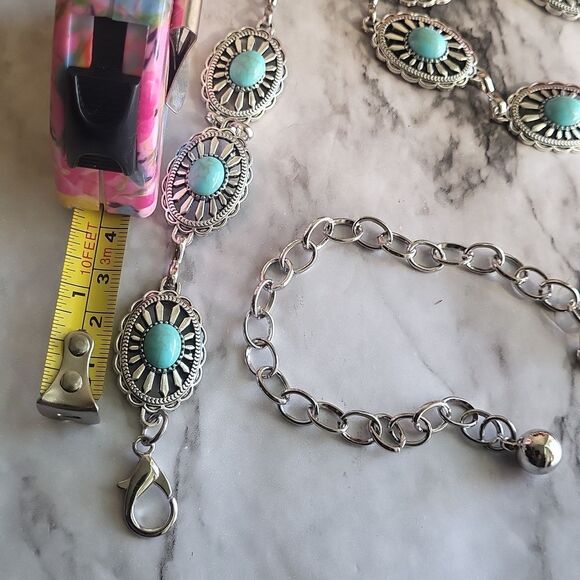 Vintage Style Silver Small Concho Chain Belt main image 14